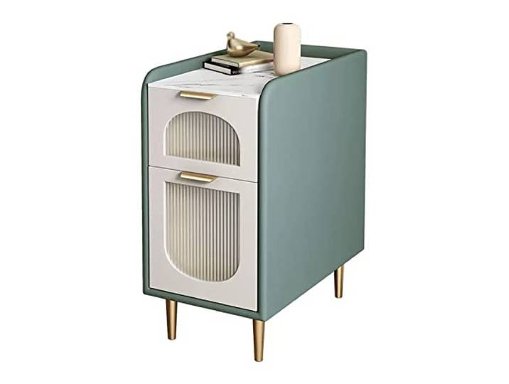 Vielseitig Moderner Nachttisch spart Platz im ultraschmalen Schlafzimmer Kunstleder-Design, Wohnzimmer-Sofaseite(L30xD40xH60cm)