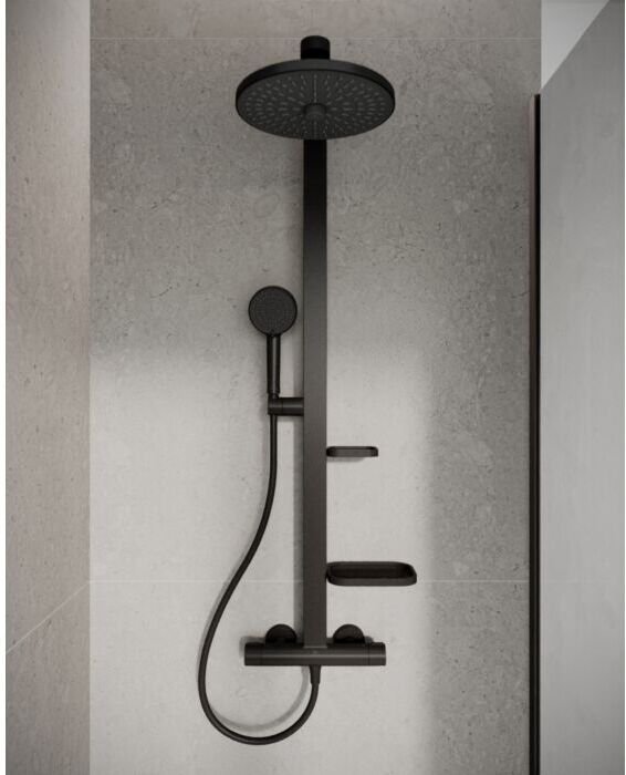 Ideal Standard Duschsystem BD583XG  mit Ceratherm Thermostat, 2 Ablagen, Silk Black