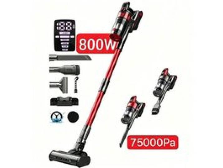 Aspirateur balai sans fil moteur 800W haute aspiration 75Kpa bac 2L 70min autonomie LED anti-enchevêtrement filtrage 7 étapes