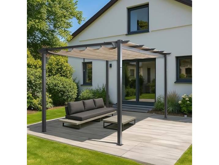 Mendler Aluminium Pergola HWC-N93 3x4m - Creme-beige