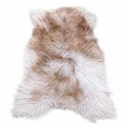 LAMMFELL Island hellgrau-braun lange weiche Wolle ca. 105 cm