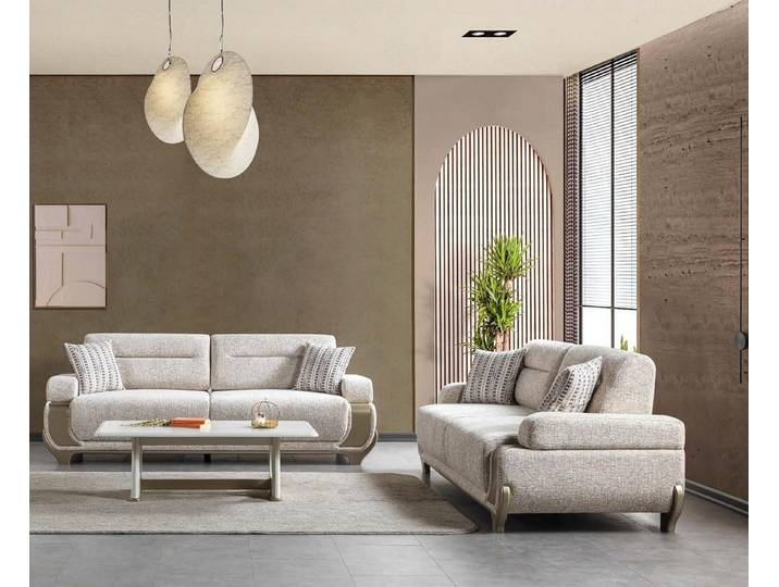 Xlmoebel Polstergarnitur Moderner weißer Sofatisch aus Stoff im rechteckigen Design, (3-tlg), Made in Europa