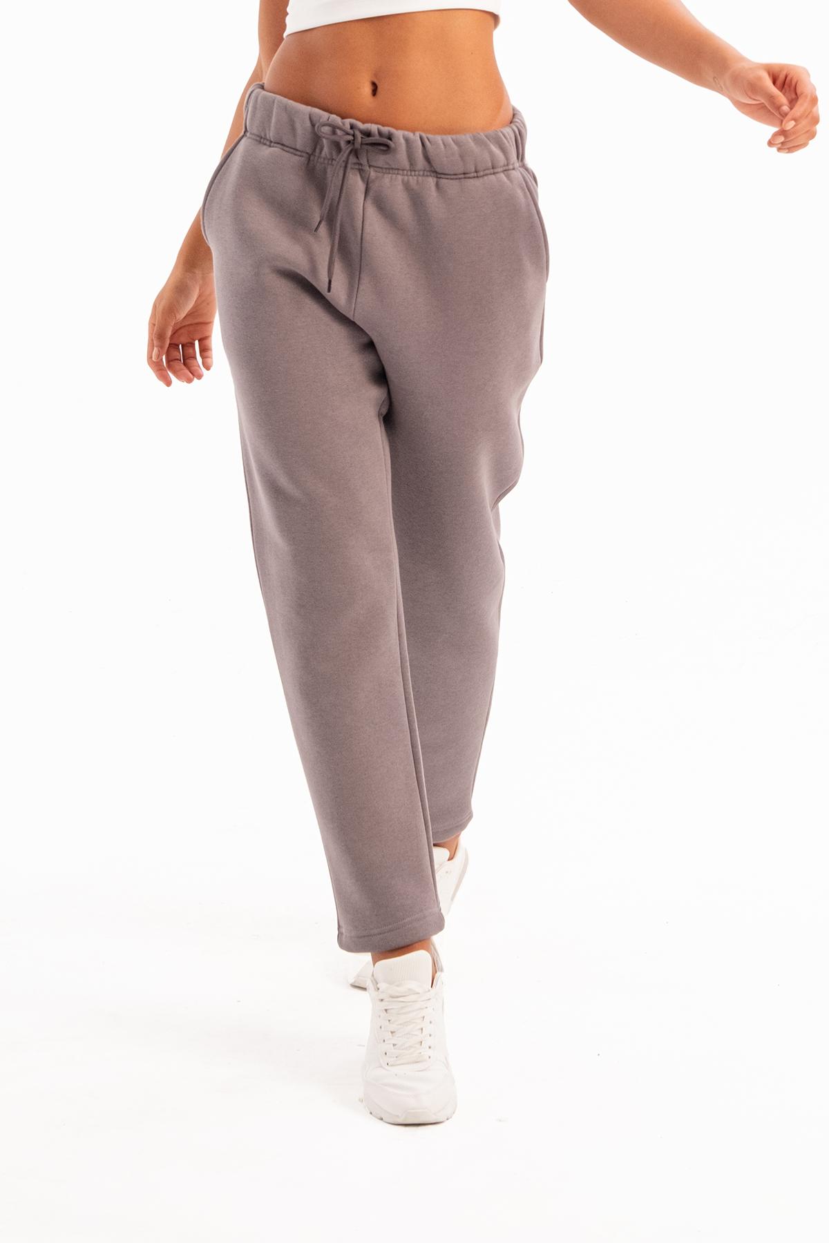 Graue Damen-Jogginghose mit lässiger Passform, hohem Bund und Polarfleece-Futter – Echo