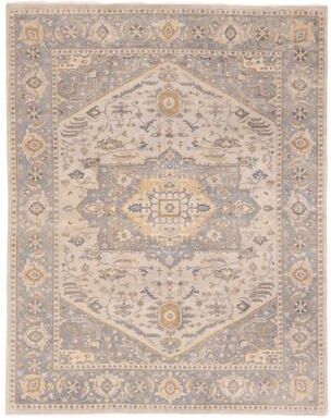 ECARPETGALLERY Hand-knotted Jules Sultane Light Grey Wool Rug - 7'11 x 9'10
