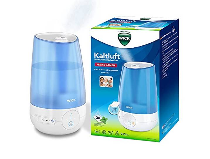 Wick Kaltluft Ultraschall-Luftbefeuchter – Digitale, einstellbare Touch-Bedienung – 4,5-l-Wassertank – für Schlafzimmern, Büros, Kinderzimmern bis 35 m² – Pads mit ätherischen Ölen inklusive – WUL565