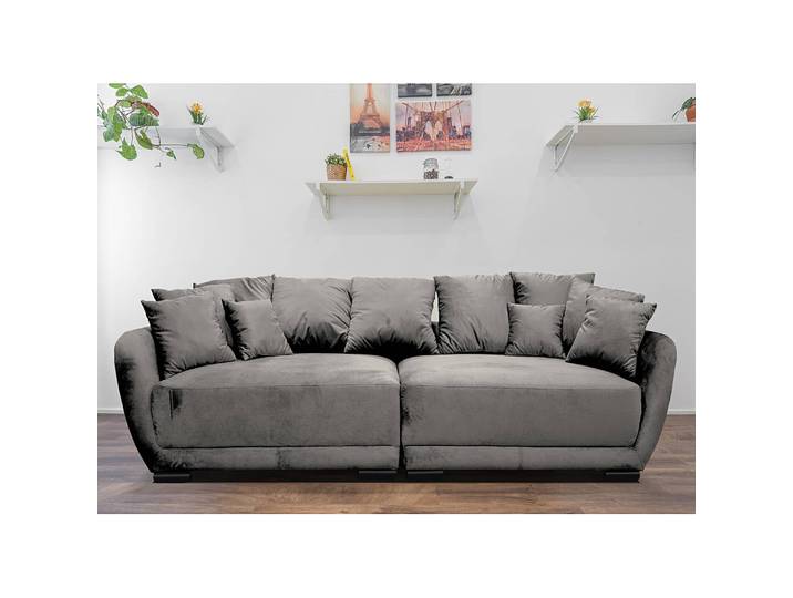 Bigsofa Tarnos Braun/Grau/Taupe Samt Ravi 293 x 88 x 112cm Modern