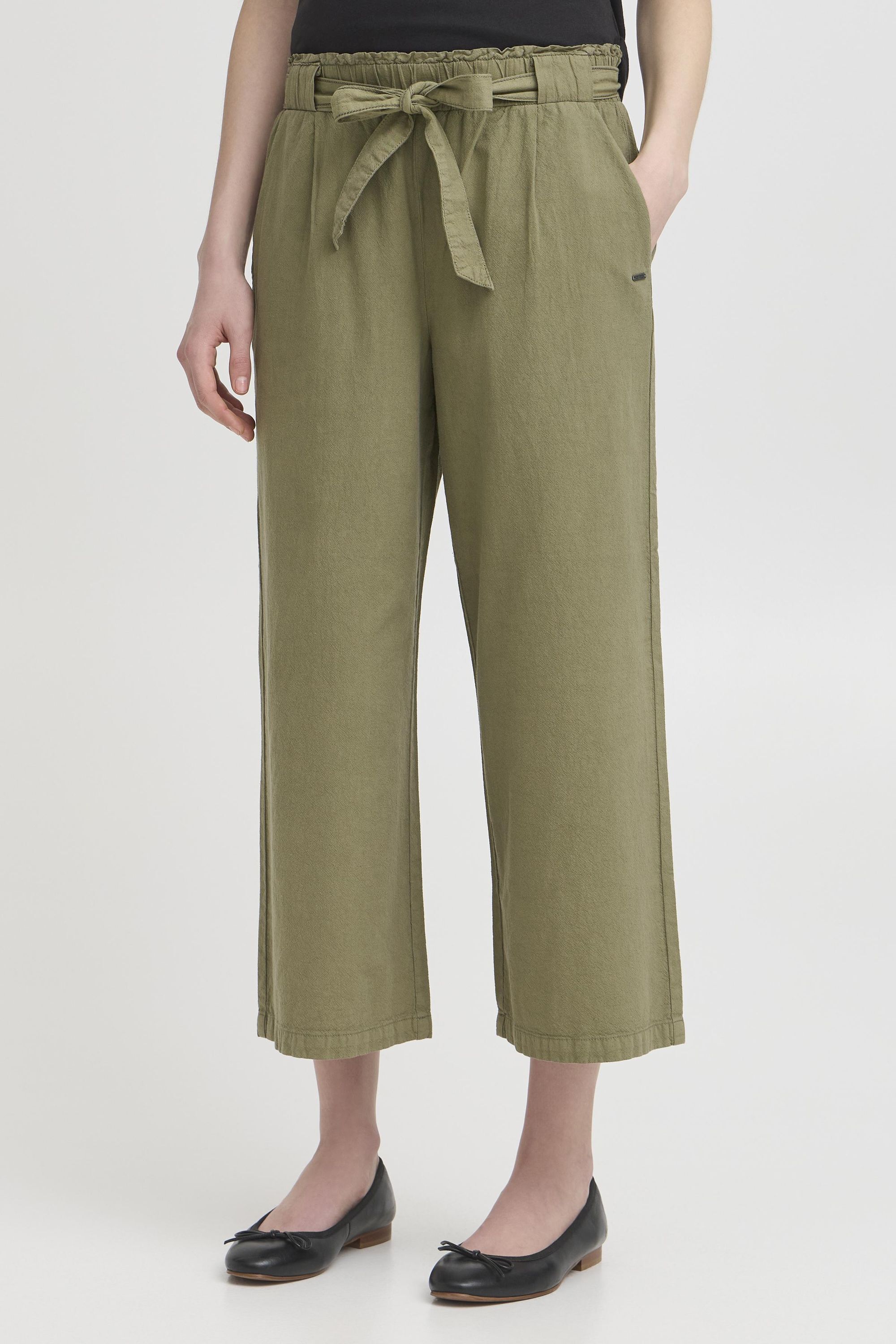 Culotte OXMO "Culotte OXLinasa", Damen, Gr. L, N-Gr, grün (dusty oliv), Obermaterial: 100% Baumwolle CO., Hosen Culotte