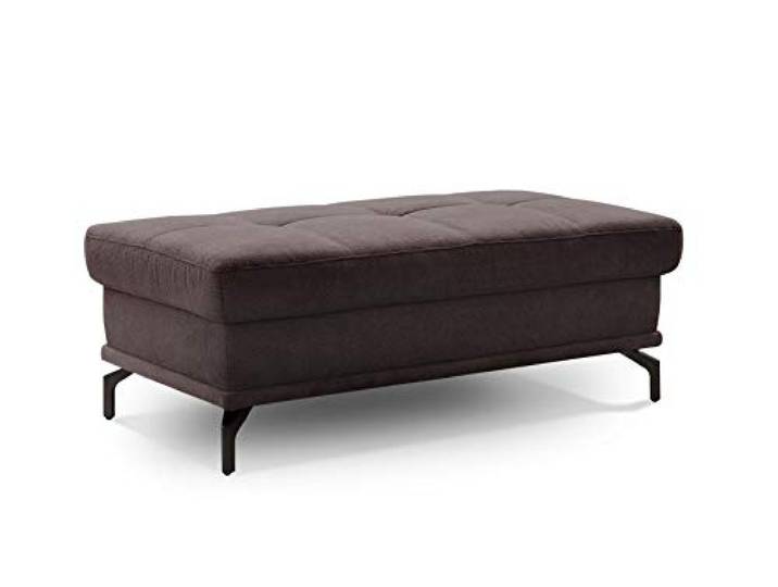 Cavadore Sitzhocker Castiel / Moderner Polsterhocker mit Füßen in Satin-Optik / 138 x 48 x 71 / Webstoff, Dunkelbraun