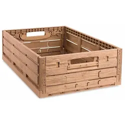 PROREGAL Klappbox Active Lock Holzdekor, HxBxT 16,5x40x60cm,Braun, 33,2 Liter, Kiste, Faltbox, Transportkiste, Obstkiste, Gemüsekiste