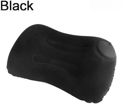 Uplift Treasures Inflatable Travel Pillow With Flocked Surface black