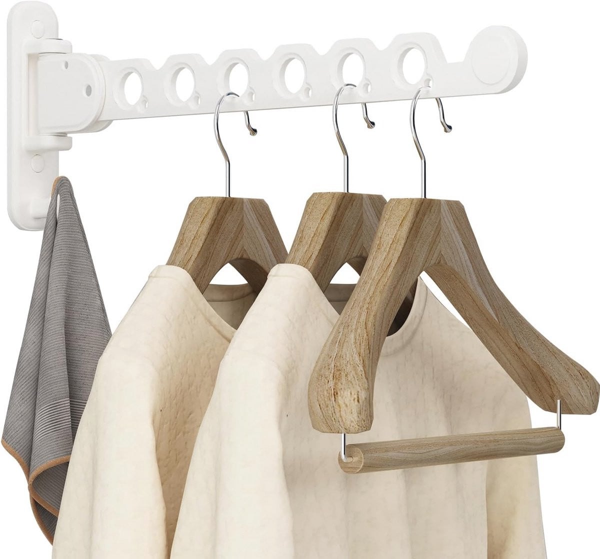 Opvouwbaar Wandmontage Droogrek voor Kleding - Wit