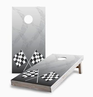 Skip's Garage Tire Tracks Corn Hole Board Set with Carry Case