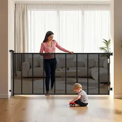 VEVOR einziehbares Babygitter Hundegitter ausziehbar auf 515 cm Breite / 99 cm Höhe, Haustiergitter mit verstärkten Fiberglasstreifen, Schutzgitter aus Netzgewebe für Terrassen Türen Garagen