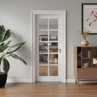 Lirago 10-Lite Preassembled Clear Glass French Door for Closet Pantry Bedroom Livingroom Study kitchen Barn Doors-Shaker w/o Hardware