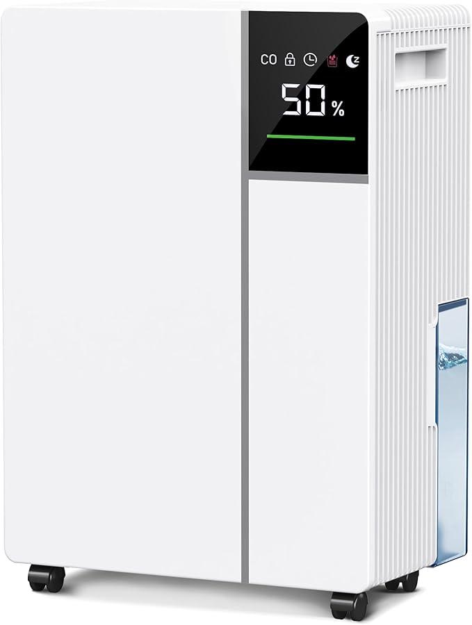 Luftentfeuchter Elektrisch, Raumentfeuchter mit Kompressor,16L/24h Entfeuchter für Räume bis zu 45m? (120m?), Automatische Abtauung, 3 Modi, 24h Timer, Großer Tank 2L Mit Rädern,Schlafzimmer