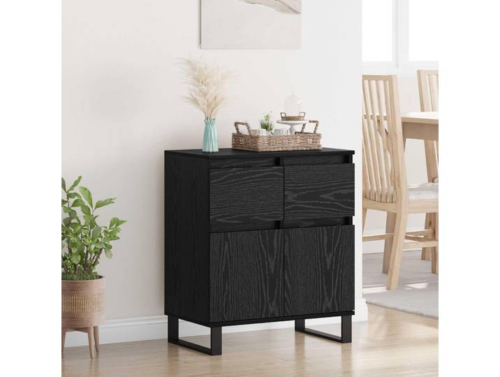 vidaXL Sideboard noir imitation chêne 60 x 35 x 70 cm
