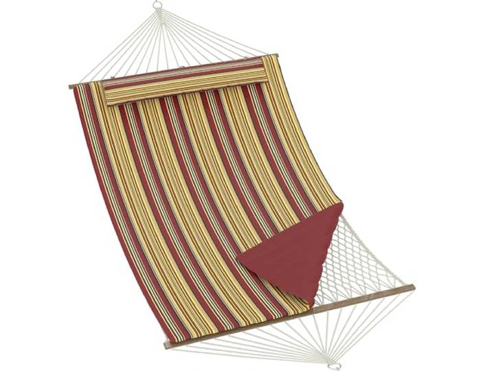 Doppelhängematte, gepolstert, 350 cm, 2-Sitzer, Holzstange mit Kissen, Hängematte, für Camping im Freien