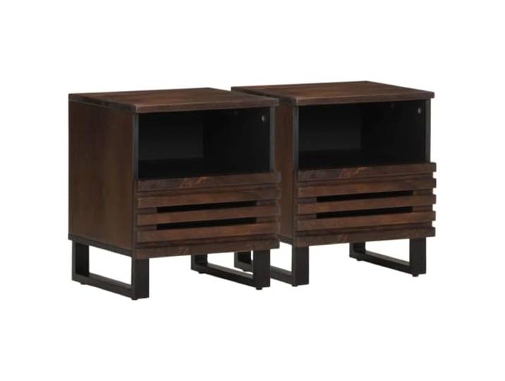 LKJephalotrop Nachttisch 2er Set 40x34x46cm Massivholz Mango Erweitern Sie Ihr Schlafzimmer mit stilvollen Nachtkonsolen aus Echtholz, die dank Fach und Schublade Ordnung schaffen.
