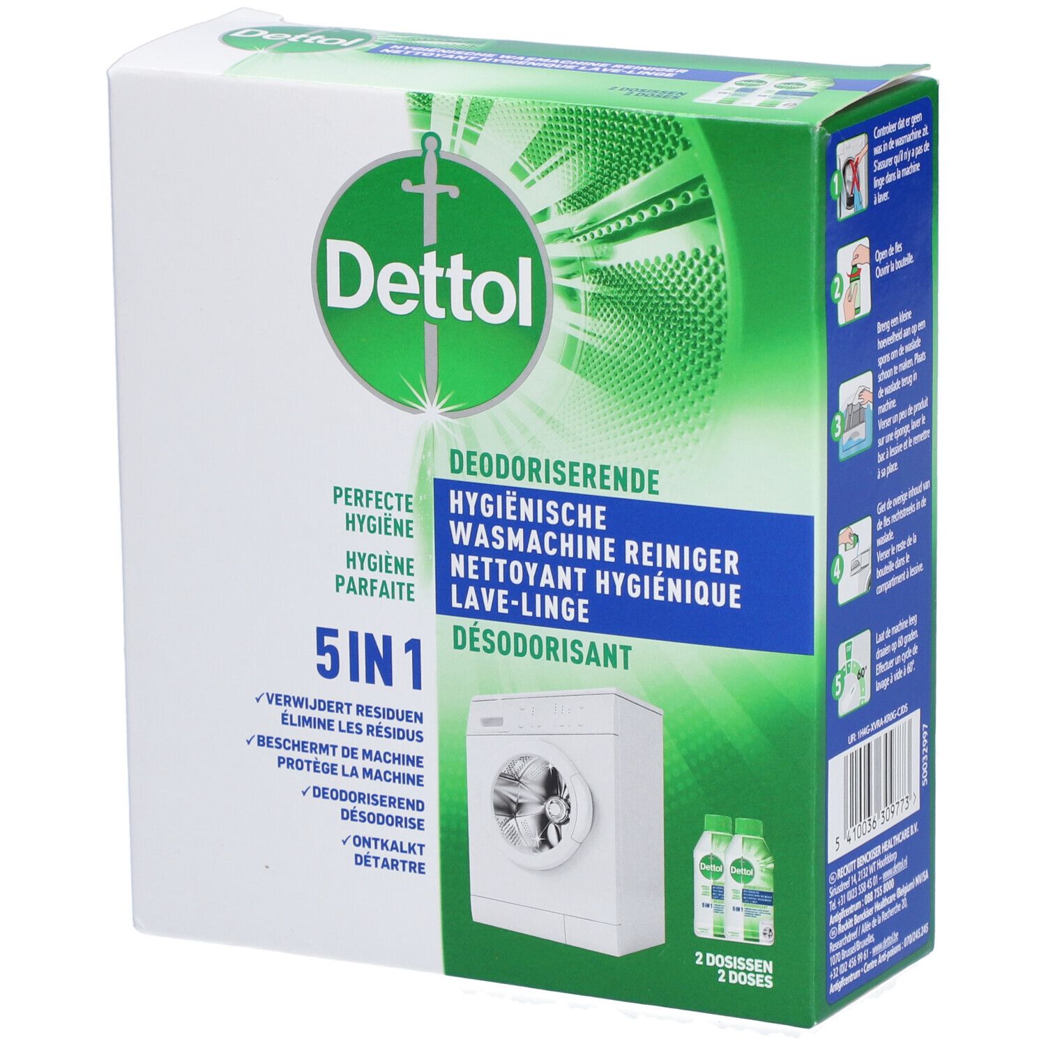 Dettol Deodoriserende & Hygienische Wasmachine Reiniger DUO 2x250 ml Reinigungsmittel