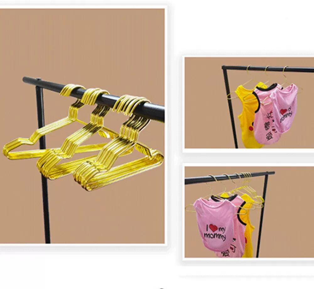 INF 5er-Pack Goldene Metall-Tierkleiderbügel - Stilvolle und robuste Kleiderorganisation für kleine Hunde und Katzen 15 cm