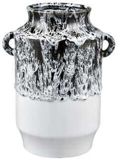 Atlas Lighting and Home Atlas Gallemore Black and White Glazed Earthenware Vase