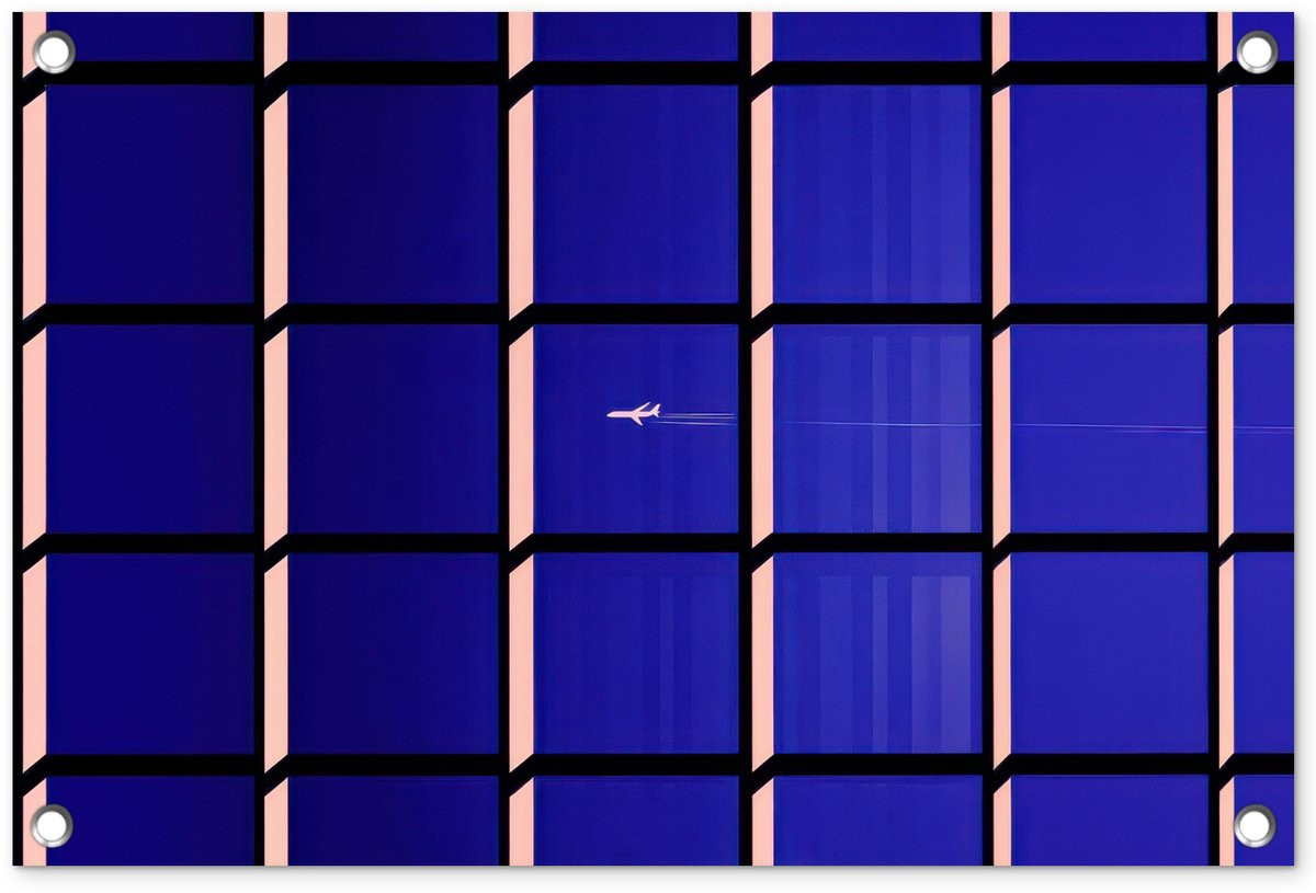 Tuindecoratie Vliegtuig Poster - Blauw - B60 x H40 cm