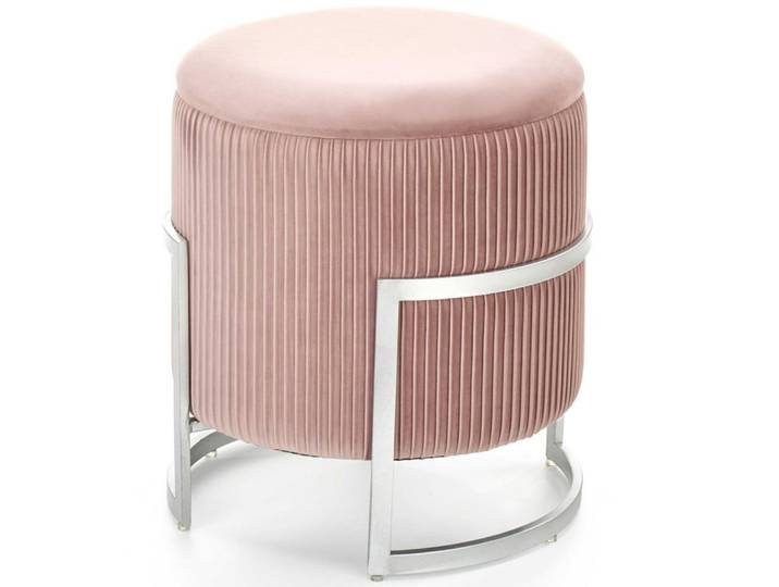 Pouf avec coffre de rangement en velours de polyester rose