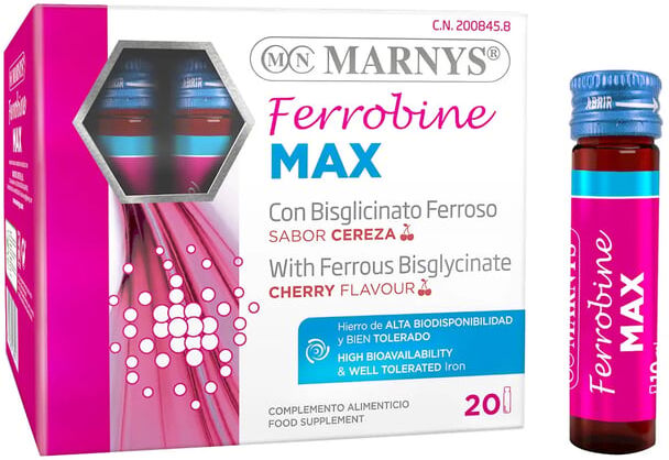 Marnys FERROBINE MAX 10 ml 20 Frascos Cereja