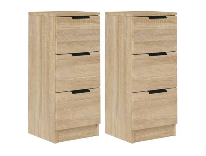 Fisinber Sideboard 2er Set Sonoma-Eiche 30x30x70 cm Beistellschrank Schlankes 2er-Set Schränke mit je 3 Schubladen für Wohnzimmer, Schlafzimmer und Flur. Flexibel als Nachttisch nutzbar.