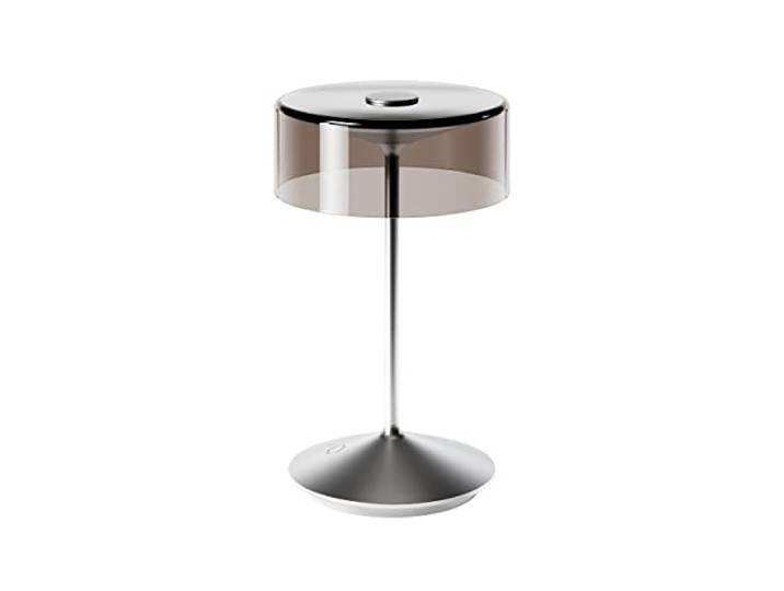 SIGOR Numotion - Dimmbare LED Akku-Tischleuchte Indoor & Outdoor, IP54 spritzwassergeschützt, Höhe 26,5 cm, aufladbar mit Easy Connect, 12 h Leuchtdauer, silberfarben