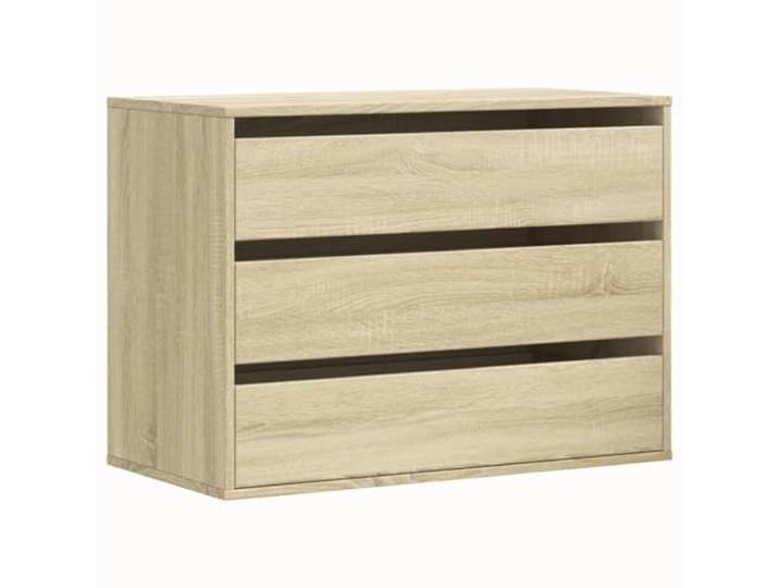 Foknhdi Kommode Sonoma-Eiche 80x41x58 cm Schubladenschrank Kompakter Schubladenschrank mit 3 Fächern für Schlafzimmer und Wohnzimmer, pflegeleichte Oberfläche.
