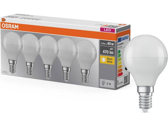 OSRAM LED-Leuchtmittel LED BASE Tropfenform , Energieeffizienz: F, weiß, Ø:4,5cm, Leuchtmittel, LED-Leuchtmittel