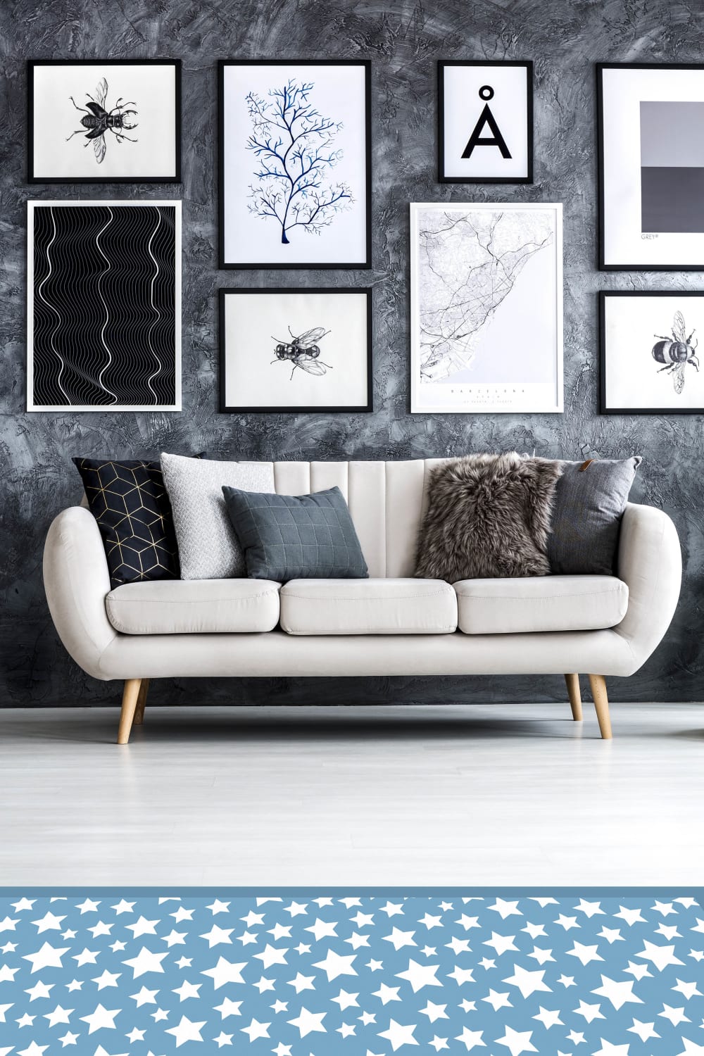 Home and Living Tapis vinyle étoiles bleu 120x160cm Bleu 160x0x120cm