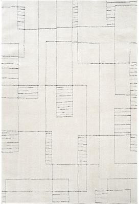 Abani Oliver OLV100A Modern Ivory Black Geometric Linework Minimalist Area Rug