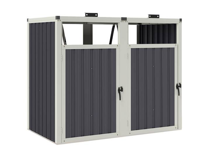 Abri poubelle extérieur pour 2 poubelles acier galvanisé gris foncé