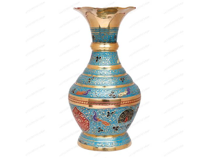 Vase en cuivre, une paire de comptoirs exquis, inserts en laiton, fausses fleurs, accessoires pour la maison, artisanat
