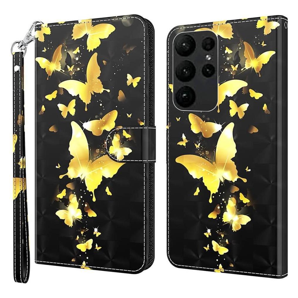 Cover-Discount Etui Glitzer Effekt Schmetterling gold (Samsung Galaxy S24 Ultra) (660171387C)
