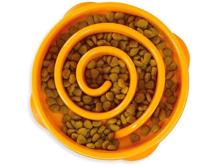 Outward Hound Fun Feeder Slo Bowl - Hondenvoederbak - tegen schrokken - oranje - Medium/Mini