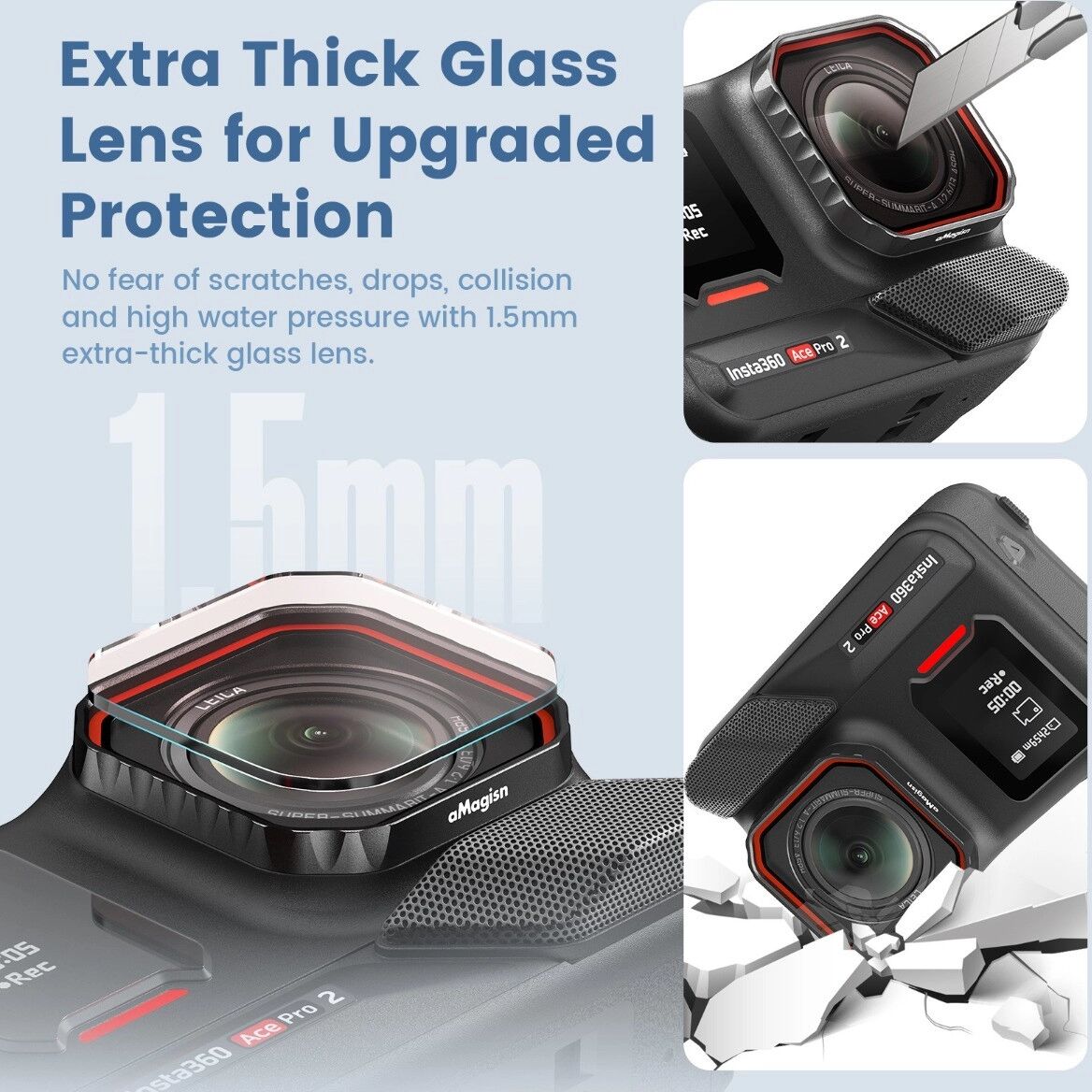 INF Wasserdichtes Filterset ND8/16/32/CPL kompatibel mit Insta360 AcePro2 – Reduziert Licht und Polarisation