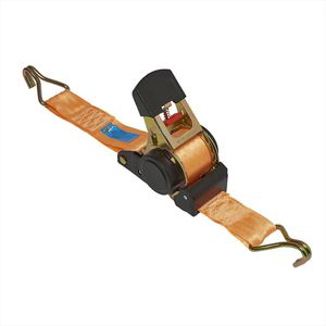 ProPlus Spanngurt 320287, orange, mit Spitzhaken & Ratsche, 750kg Zurrkraft, DIN EN 12195-2, Aufrollautomatik, 50mm x 4,5m