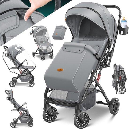Famanu Kinderbuggy mit 360° Wielen und verstellbarer Rückenlehne - inkl. Fußsack und Regenhaube