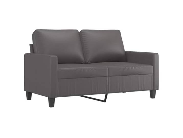KTHLBRH Sofa-Set, 3-teilig, grau, Kunstleder, mit Kissen 2-Sitzer-Sofas, Fußstütze, Metallrahmen, leicht zu reinigen