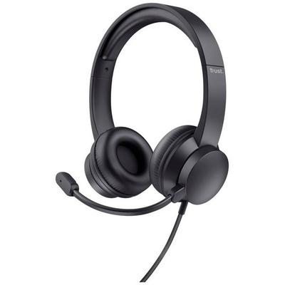 Trust Ayda On Ear Headset kabelgebunden Stereo Schwarz Headset, Lautstärkeregelung, Mikrofon-Stummschaltung Computer -