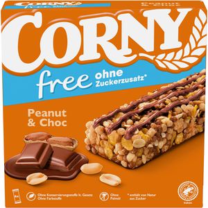 Corny Müsliriegel free Peanut & Choc, ohne Zuckerzusatz, je 20 g, 6 Riegel