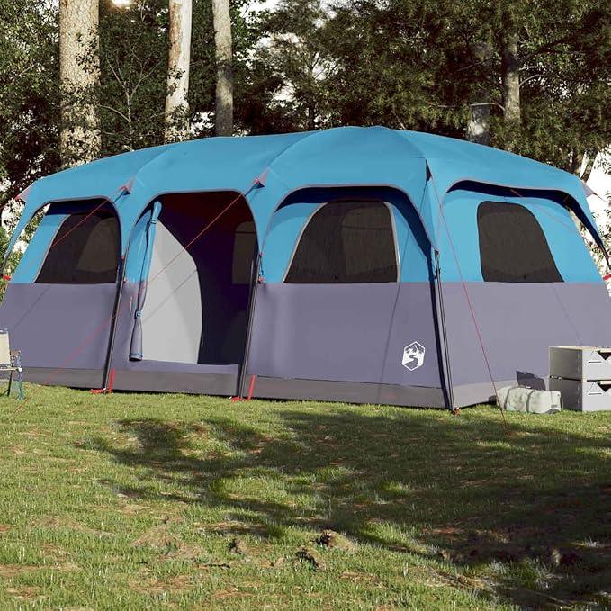 Grünes Familienzelt für 10 Personen, wasserdichtes Polyester-Campingzelt mit PolyurethanBeschichtung, abnehmbarem Überzelt, Netzwänden und E-Anschluss, inklusive Tragetasche