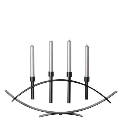 Kerzenleuchter FINK "ARCO", grau (schwarz), B:78,5cm H:30cm T:6cm, Kerzenhalter