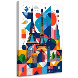 LEINWANDBILD Paris Eiffelturm im Bauhaus-Stil 80x120cm