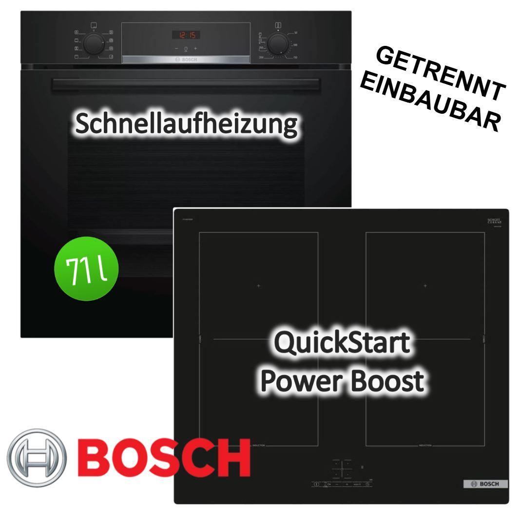 Herdset BOSCH Backofen EcoClean Teleskopauszug + Induktionskochfeld Booster autark 60 cm