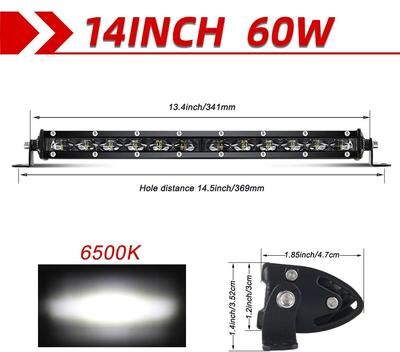 Inspired Living High Intensity 50 Inch LED Light Bar 80000LM Offroad Driving Beam For Trucks & 4x4 14inches