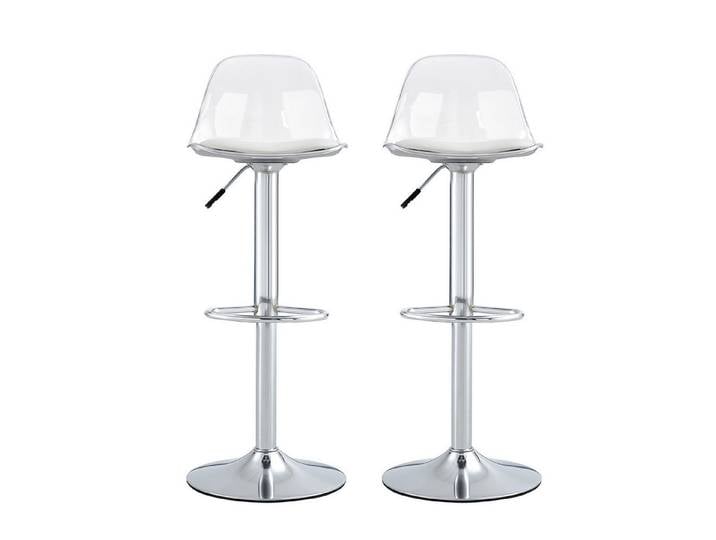 SeedWave Barhocker 2er Set Höhenverstellbare Drehhocker mit Transparenter Rückenlehne, Fußstütze, Sitzfläche mit PU-Bezug, Schaumstofffüllung